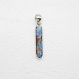 Long Elongated "Canyon River" Blue Picture Stone Pendant