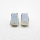 Angular "Sand Dune" Sky Blue Picture Stone Post Earrings