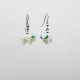 Arizona Navajo Made White Buffalo with Turquoise Horns Sterling Silver Earrings