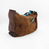 Buffalo Leather Tote w/Cowhide and Turquoise Stones