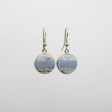 Round Arizona Sky Blue Opal Picture Stone Dangle Earrings