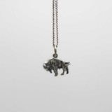 Small Sterling Silver Buffalo on 16" Adjustable Chain Necklace
