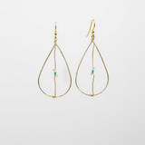 Hand Crafted Gold Wire Wrapped Teardrop Earrings w/Turquoise Seed Beads