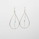 Hand Crafted Silver Wire Wrapped Teardrop Earrings w/Turquoise Seed Beads