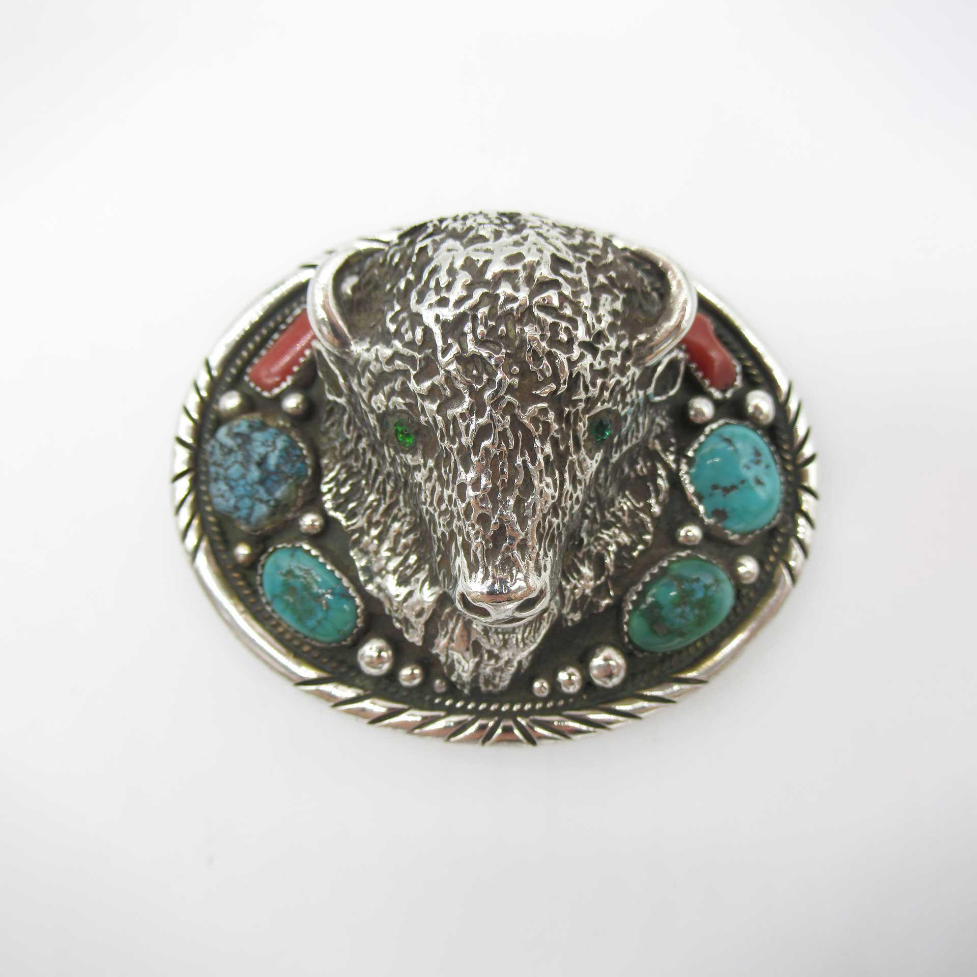 Vintage Buffalo Nickel Turquoise Belt Buckle vintage turquoise western buckle – 86 Vintage main image 2