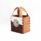 Saddle Leather Bucket Tote with Hair on Hide Cowhide & Concho Saddle Leather Bucket Tote with Hair on Hide Cowhide & Concho