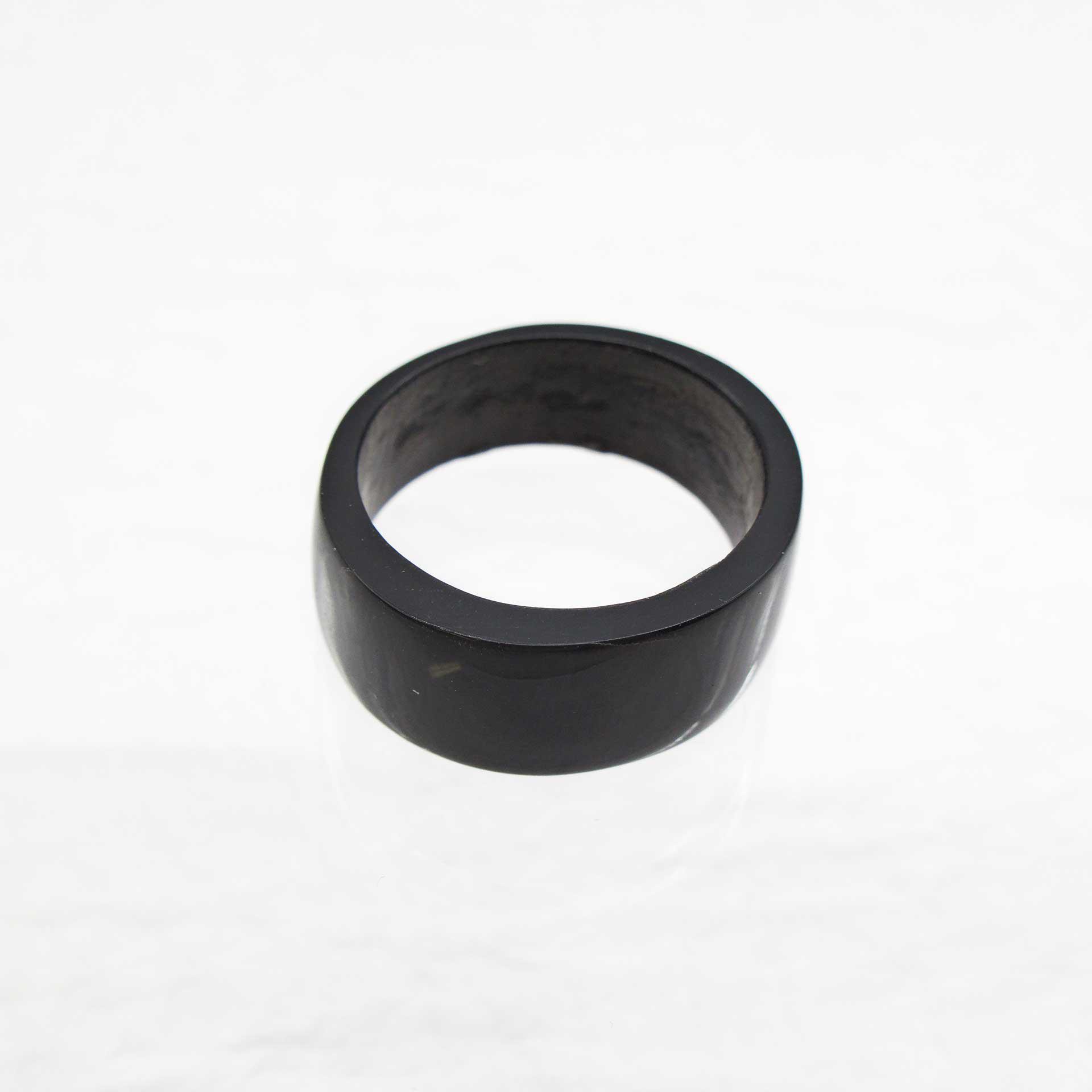 Hand Carved Bison Horn Full Polished Round Ring - Size 11