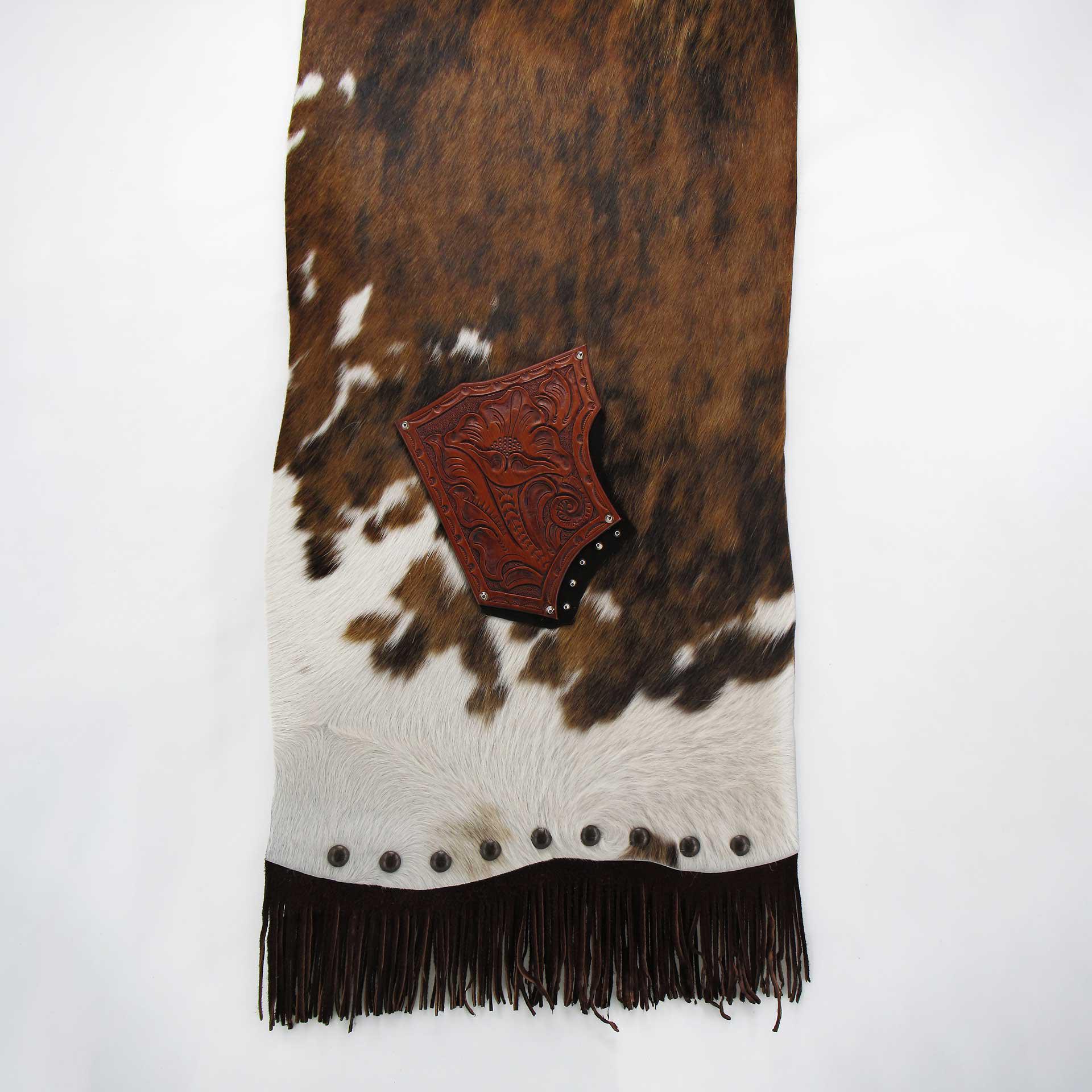 Mahogany Brindle Hide Runner with Splashes of White