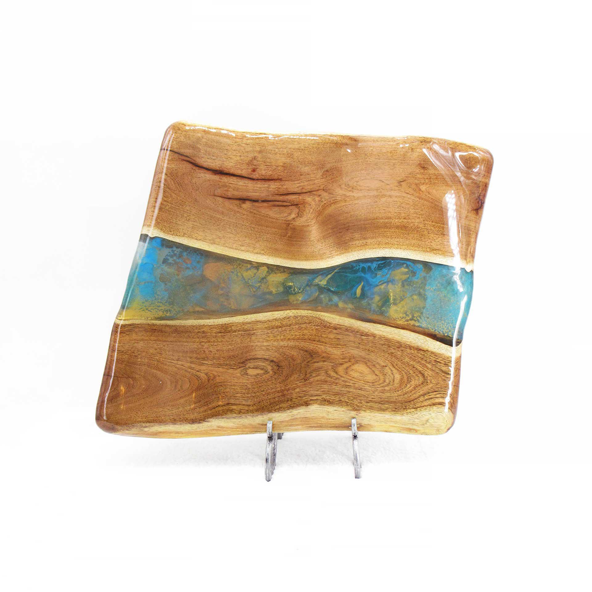 Large Undulating Mesquite Wood & Resin Charcuterie Board & Lazy Susan
