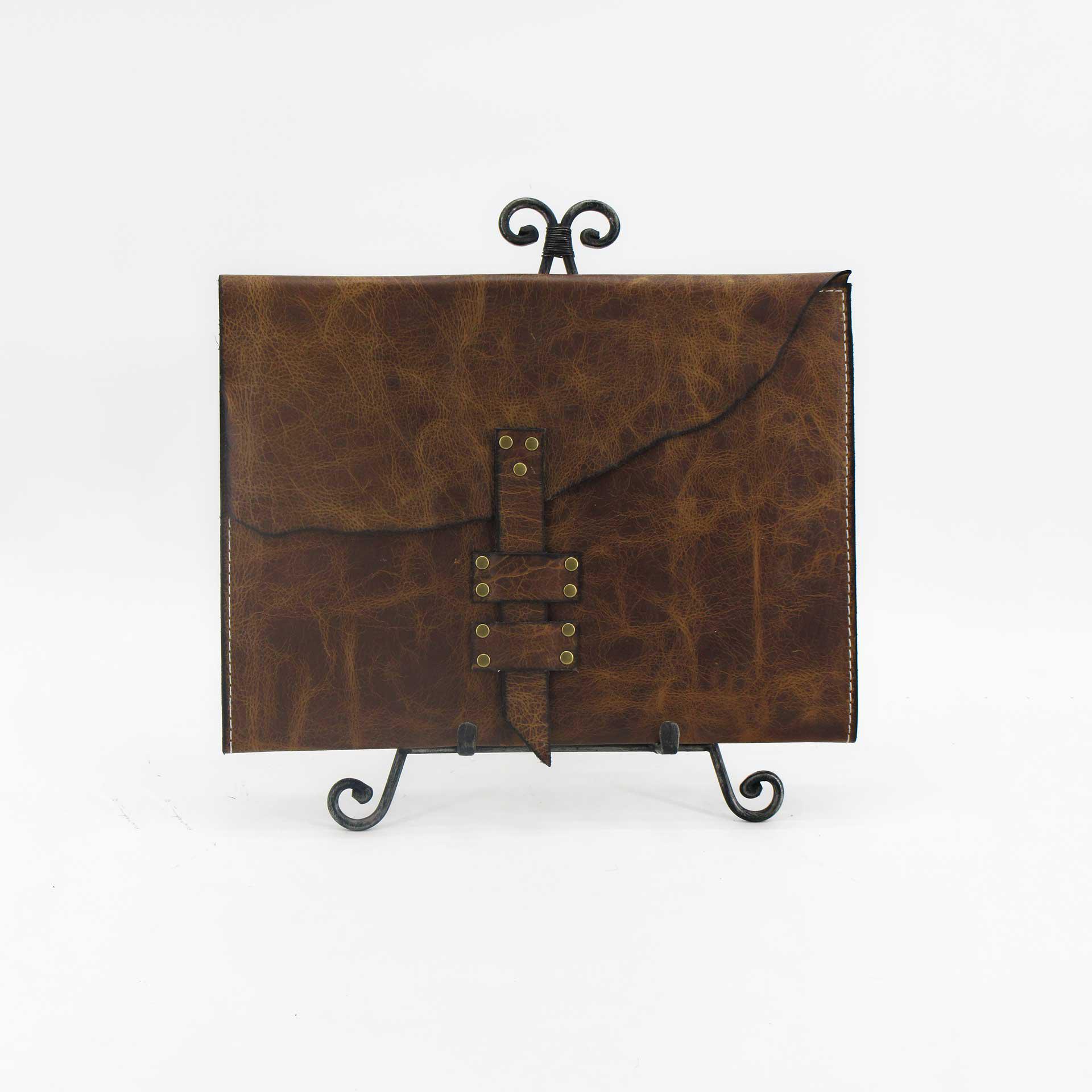 Padfolio Buffalo Leather w/Rivet Accents & Single Strap Closure