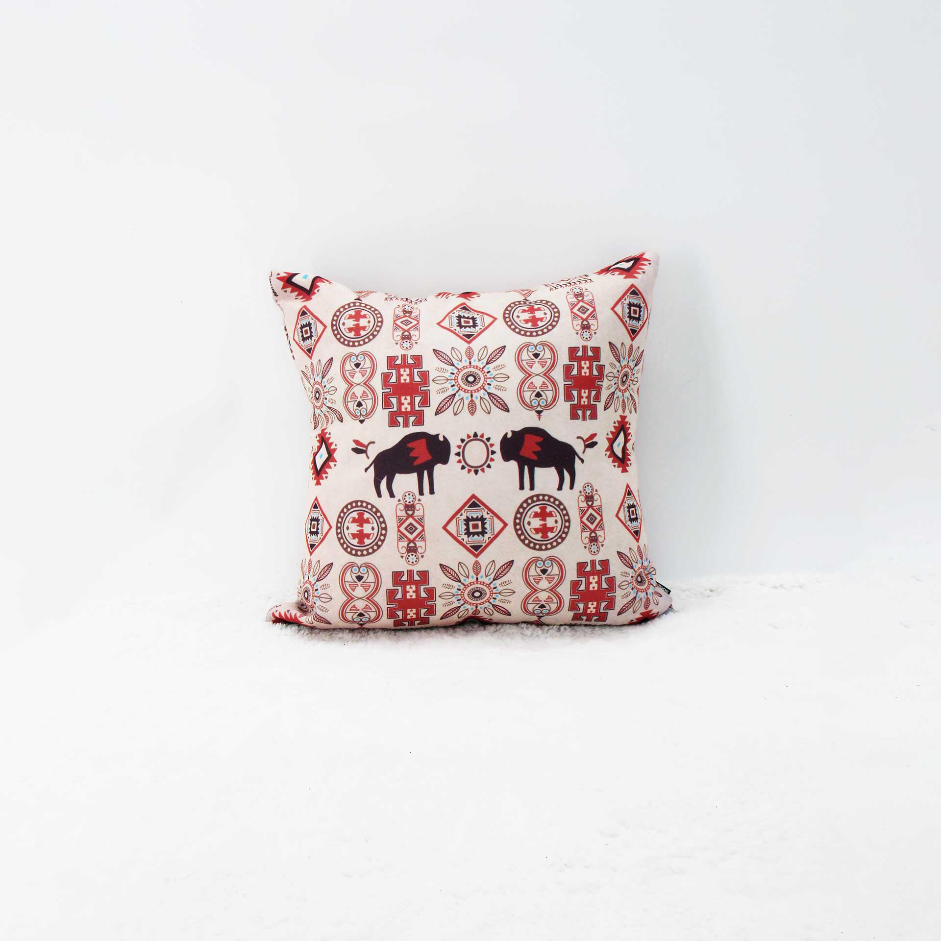 American Native Buffalo Design Fabric Pillow