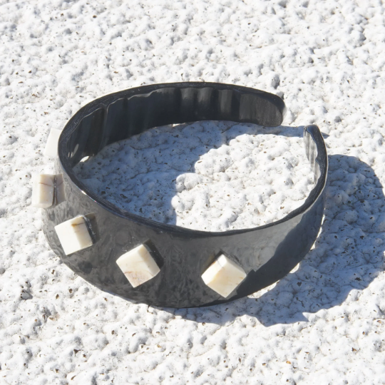 Bison Horn Cuff with Bone Accent