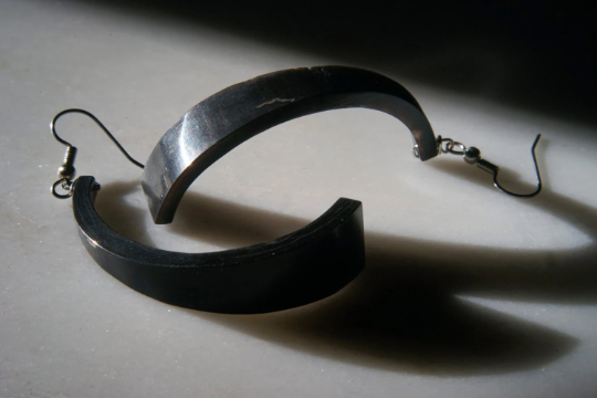 Bison Horn Half Drop Earrings
