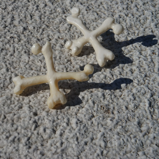 Hand Carved Cross Bone Post Earrings