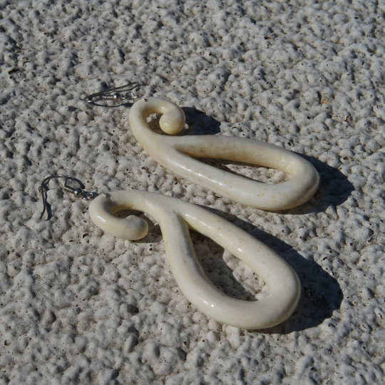 Carved Bone Dangle Earrings