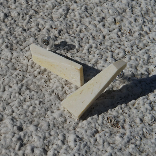 Carved Angular Bone Earrings