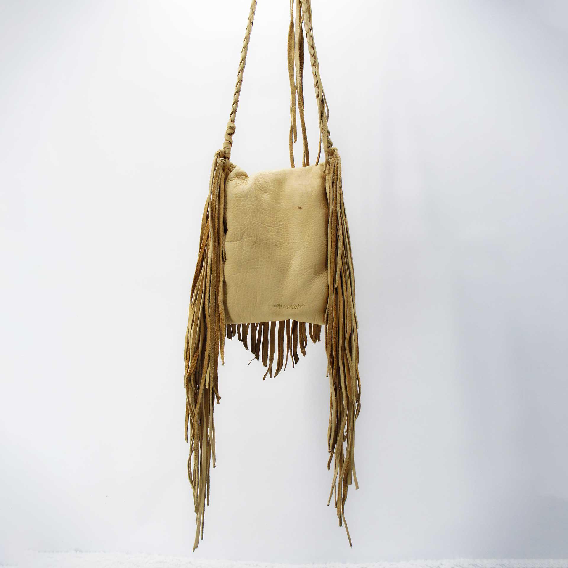 Buffalo Leather Fringe Handbag, Saddle, Small