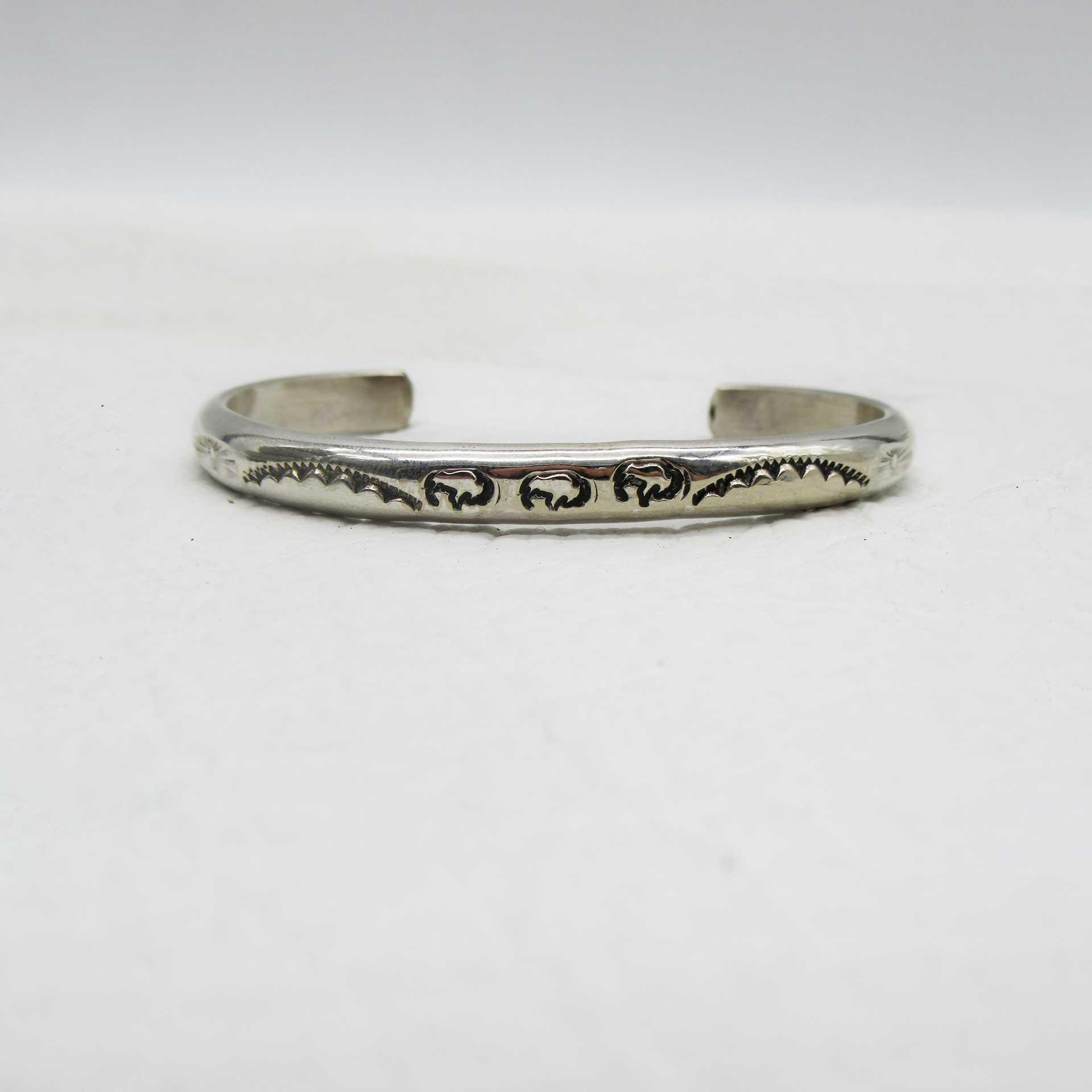 Sterling Silver Small Cuff with 3 Buffalo