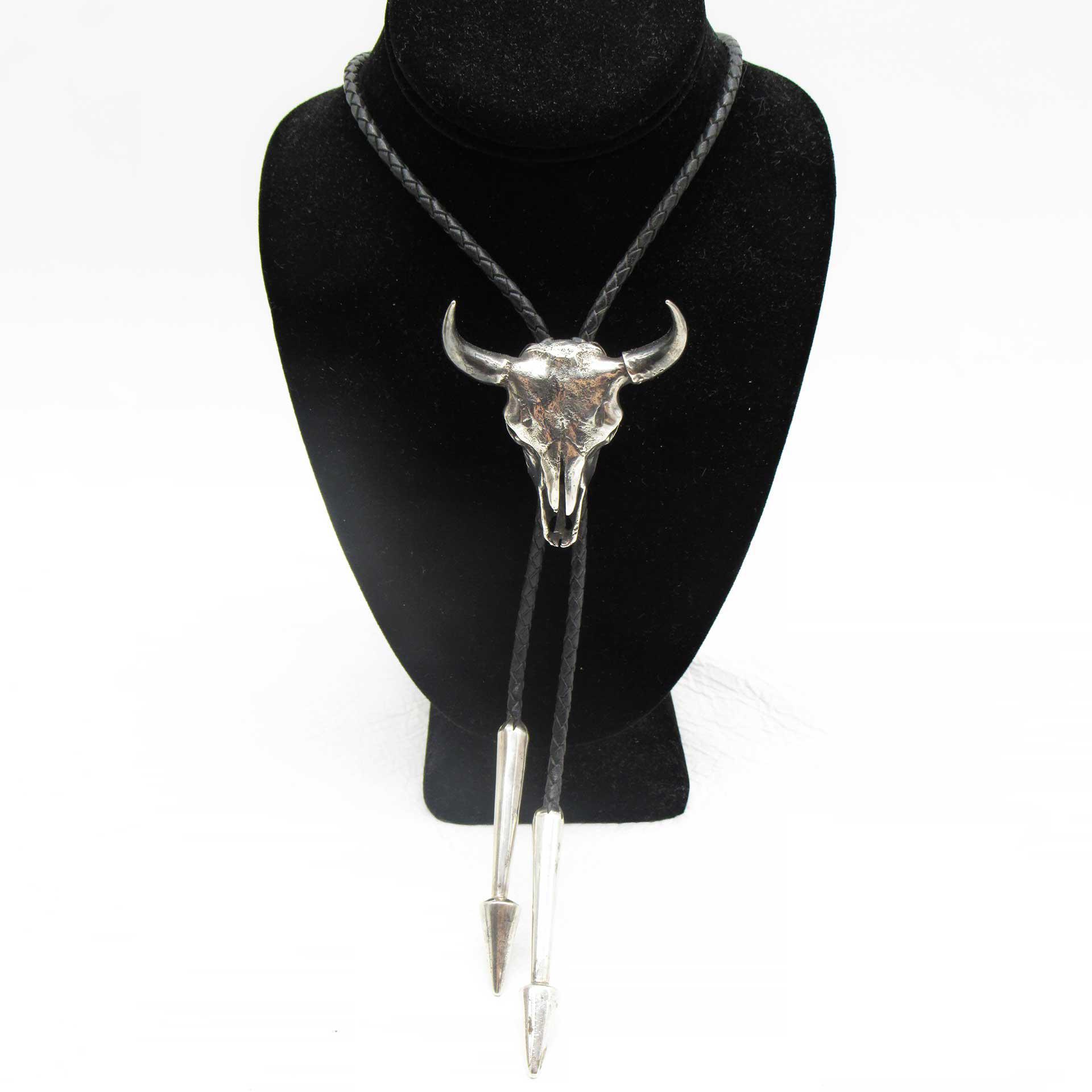Sterling Silver Buffalo Skull Bolo Tie