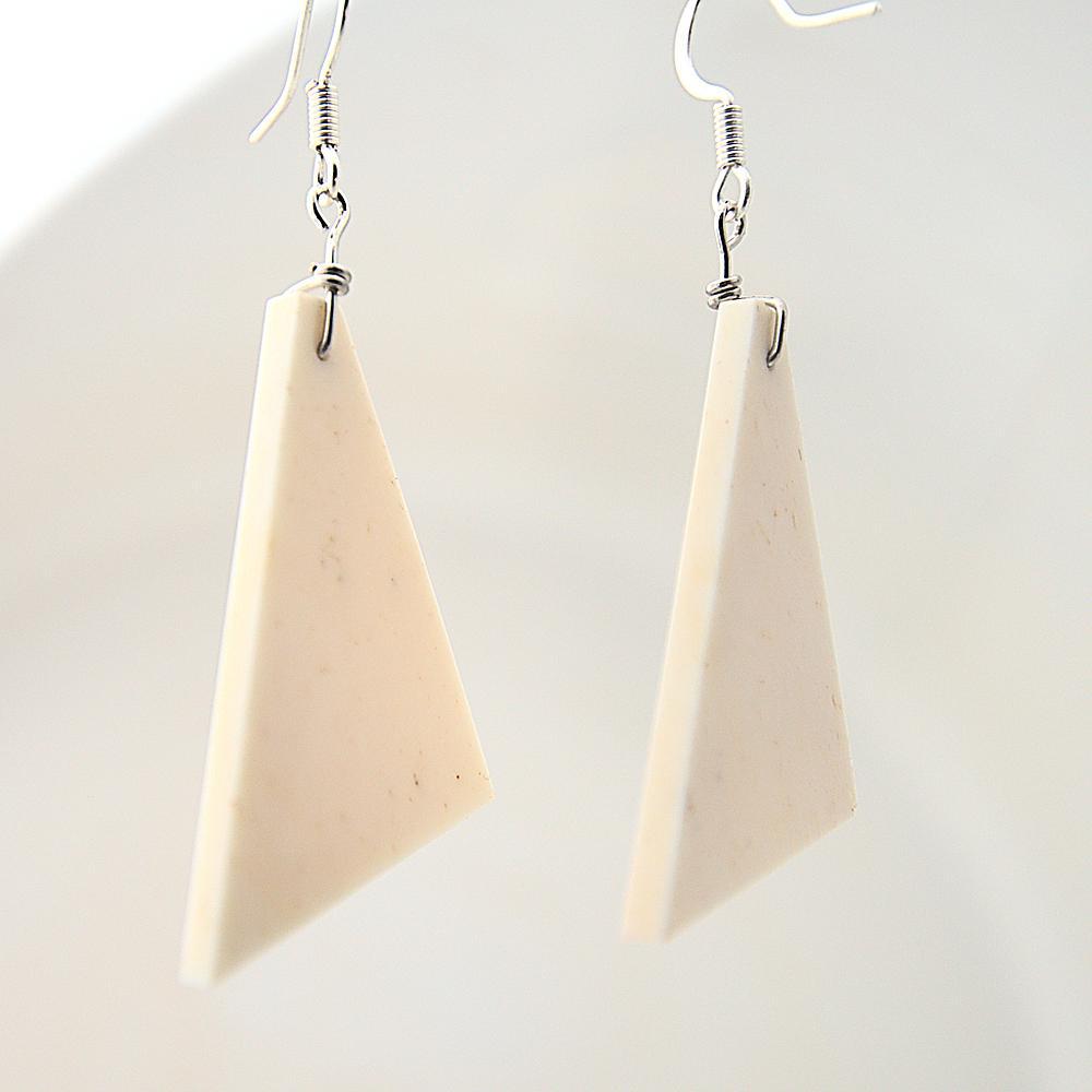 Medium Triangular Bison Bone Dangle Earrings
