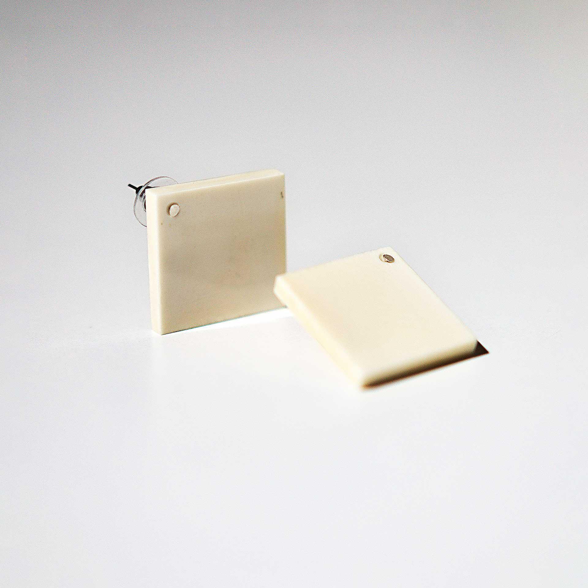 Square Bison Bone Post Earrings