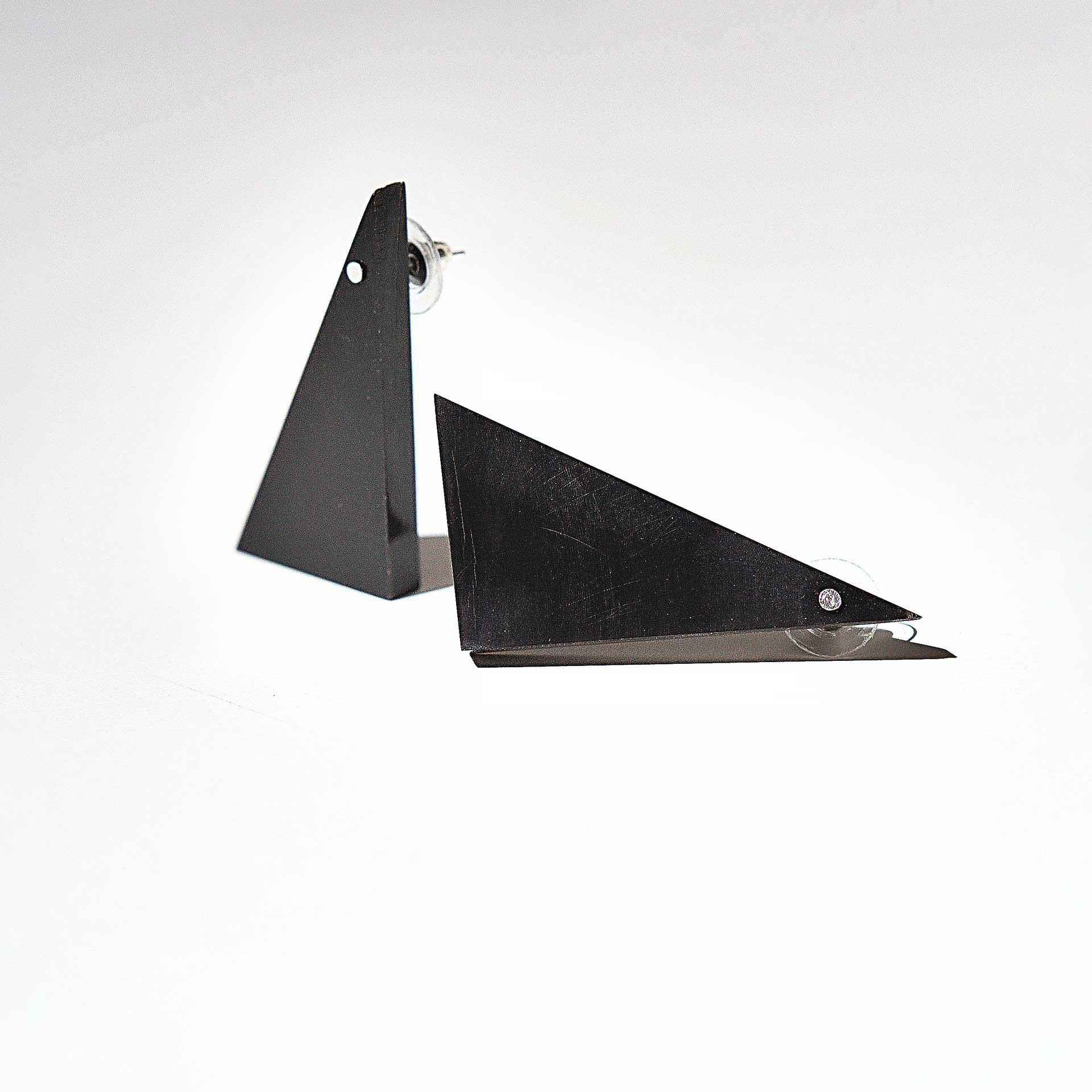 Large Angular Black Bison Horn Post Earrings