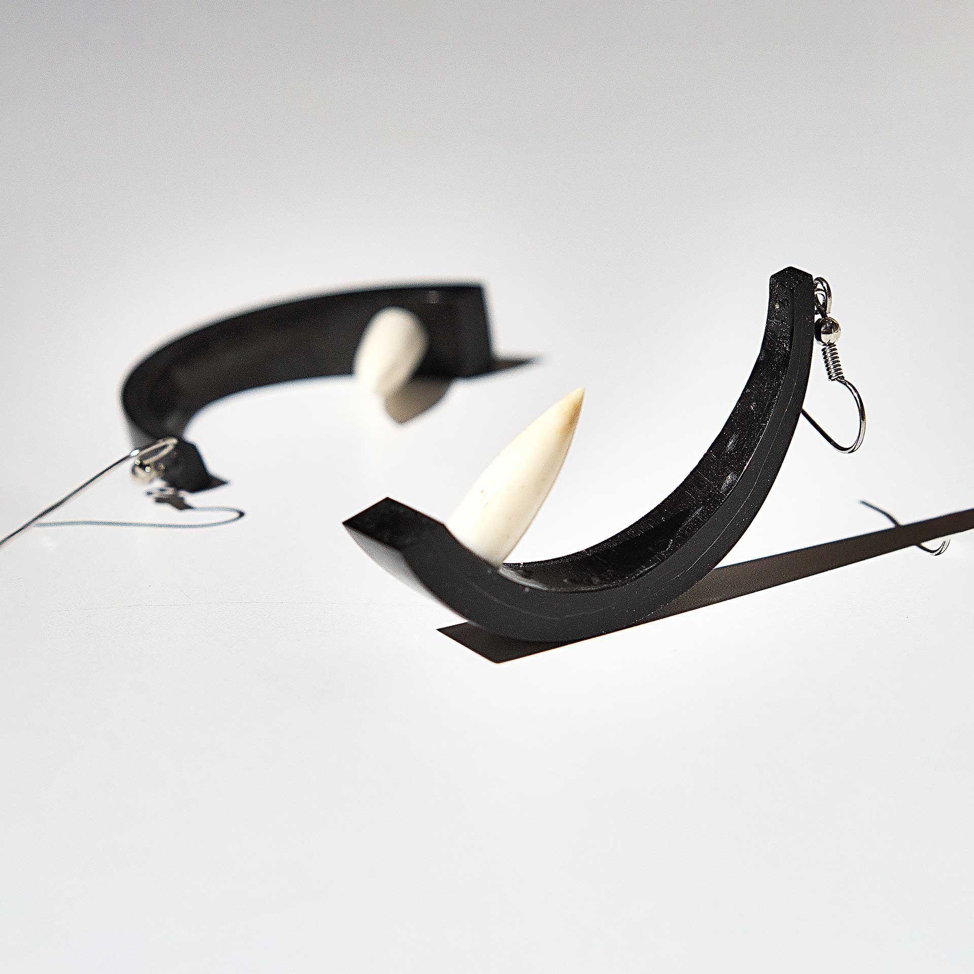 Bison Horn Drop Earrings with Bone Spike-In