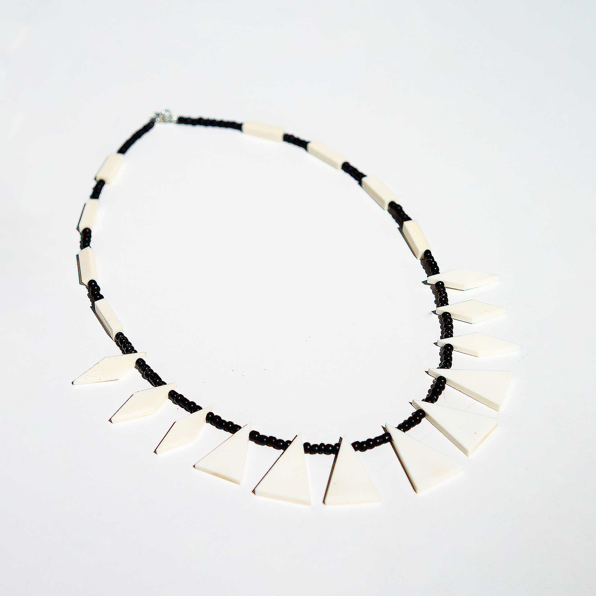 Carved Bison Bone Multi-Shaped Pieces & Beads Necklace