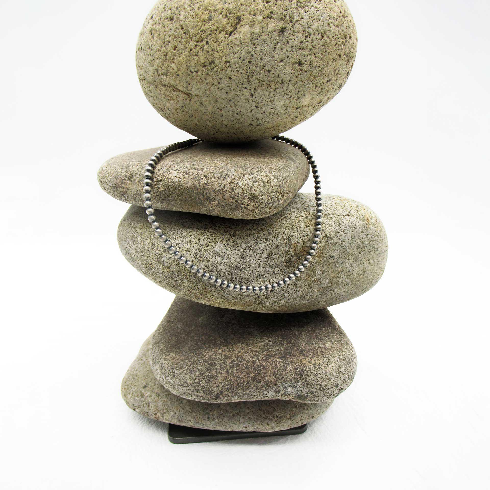 Navajo Miniature Pearl 14" Sterling Silver Antique Look Chain