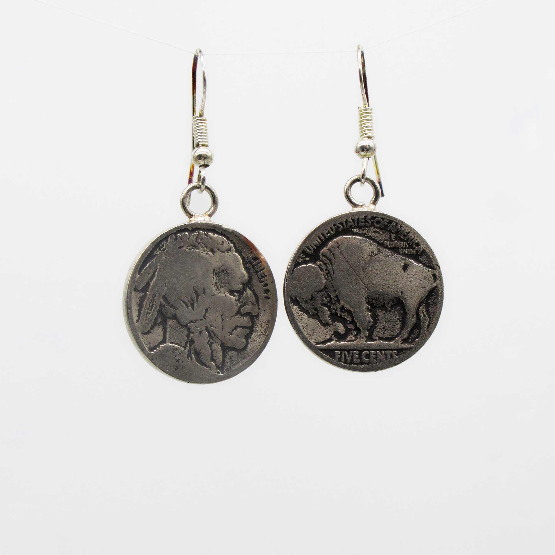 Buffalo Nickel Sterling Silver Earrings