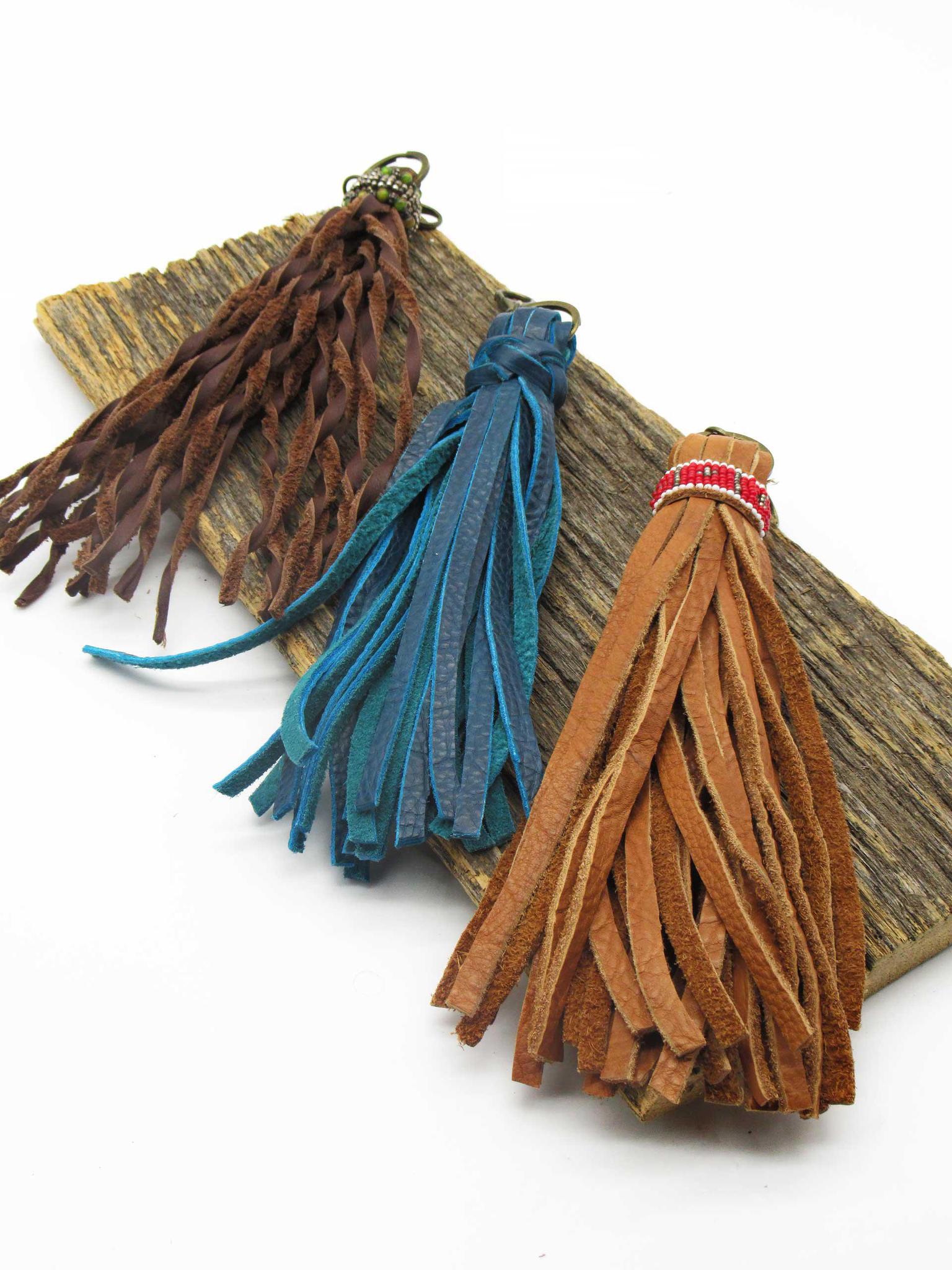 Braided or Beaded Buffalo Leather Tassel