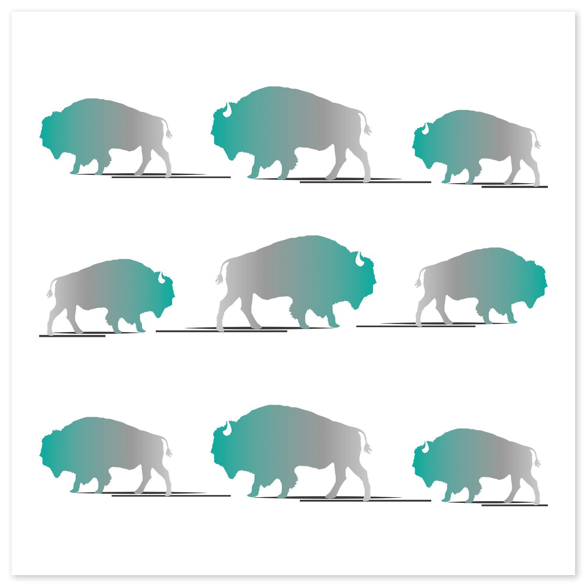 "Three Rows of Three Buffalos" Canvas Art Print