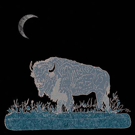 "White Night Buffalo" Canvas Art Print