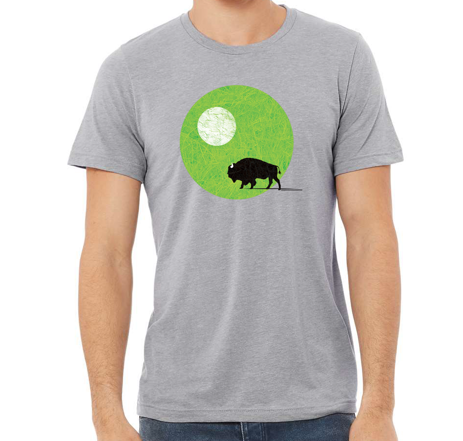 Green Moon Buffalo Unisex Short Sleeve T-Shirt - Athletic Grey