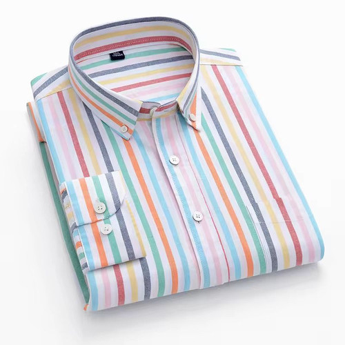 Multi Color Striped Green & White Shirt