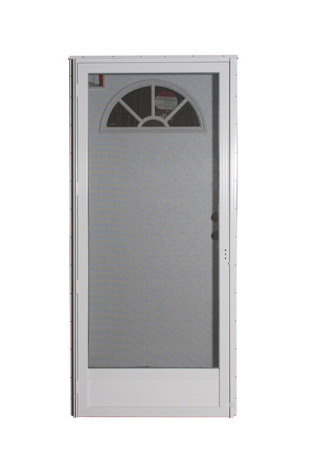 Combination Exterior Door with Fan Window and Self Storing Storm