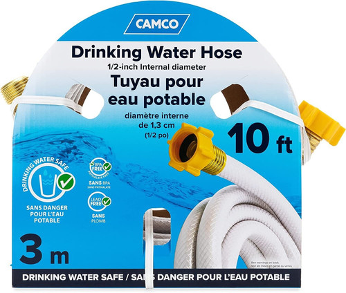 Camco 10ft Drinking Water Hose For Outdoor, Lead & BPA Free, 1/2" Inside Diamete