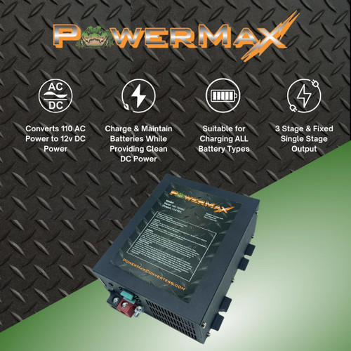 Powermax RV Converter | 55 Amp | 12V Power Converter with Built-in 4 Stage Smart Battery Charger