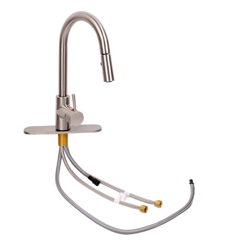 SL4000BN-A RV Kitchen Faucet with Hi-Arc Bullet Spout, Single Lever Handle and Pull-Down Sprayer - 8", Brushed Nickel