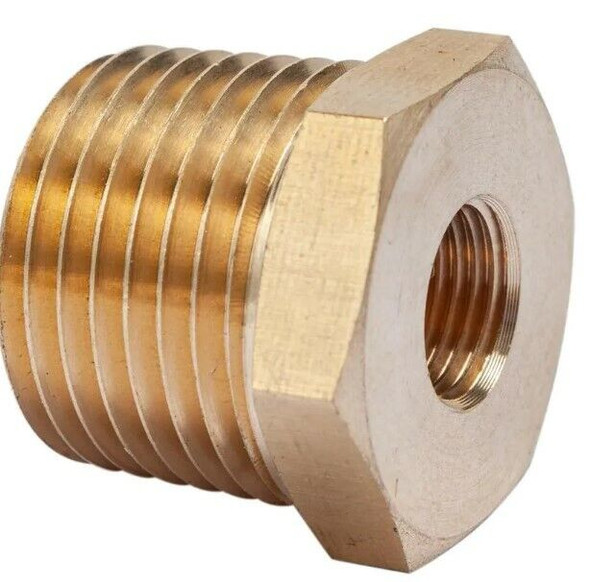 BRASS HEX BUSHING REDUCING NPT THREADS PIPE FITTING 1/2 MALE X 1/8 FEMALE