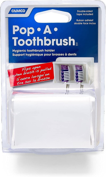 CAMCO 57203 RV CAMPER Pop-A-Toothbrush - White HOLDER