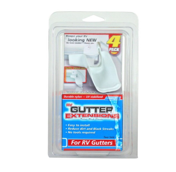 CAMCO 42123 RV CAMPER MOTORHOME WHITE GUTTER EXTENSIONS 4 PER PACKAGE USA MADE