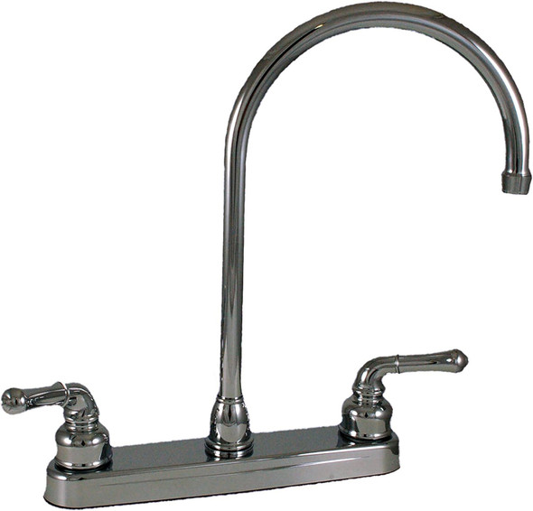 Empire U-YCH800GS RV Kitchen Faucet with Gooseneck Spout and Teapot Handles - 8", Chrome