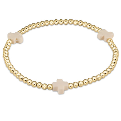 Signature Cross 3mm Gold Bracelet - Off-White