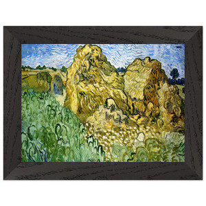 Vincent van Gogh Field with Stacks of Wheat Wooden Framed Art Print / Poster