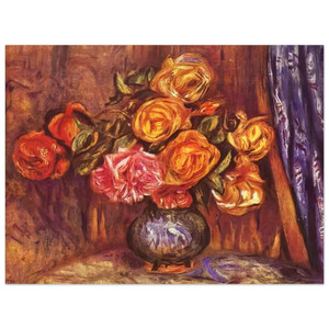 PierreAuguste Renoir  Roses Before the Blue Curtain Aluminum Print