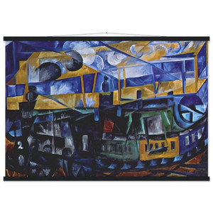 Natalia Goncharova Airplane over Train 1913 Matte Poster with Hanger