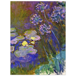 claude monet  Water Lilies and Agapanthus Wood Print