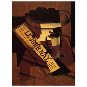 Juan Gris  FRUIT DISH GLASS AND NEWSPAPER 1916 Wood Print