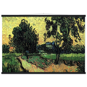 Van Gogh Chateau Auvers Sunset Matte Paper Poster with Hanger